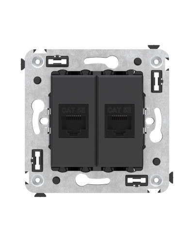 Розетка RJ-45 в стену, кат.5E, Avanti, двойная, черный матовый (4412664). Розетка компьютерная. ДКС в Новомосковске