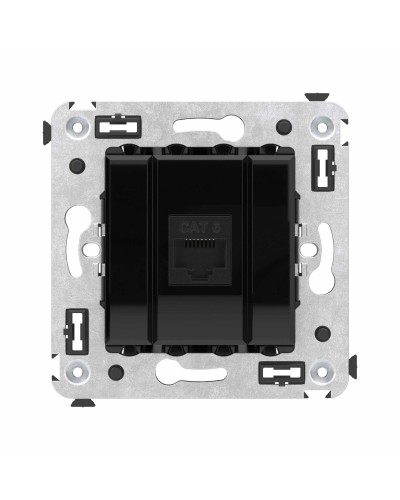 Розетка RJ-45 в стену, кат.6E, Avanti, одинарная, черный квадрат (4402693). Розетка компьютерная. ДКС в Новомосковске