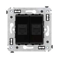 Розетка RJ-45 в стену, кат.5E, Avanti, двойная, черный квадрат (4402664). Розетка компьютерная. ДКС
