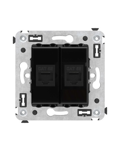 Розетка RJ-45 в стену, кат.5E, Avanti, двойная, черный квадрат (4402664). Розетка компьютерная. ДКС в Новомосковске