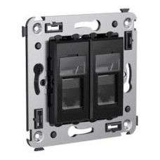Розетка RJ-45 в стену Avanti двойная черный квадрат (4402464). Розетка компьютерная. ДКС