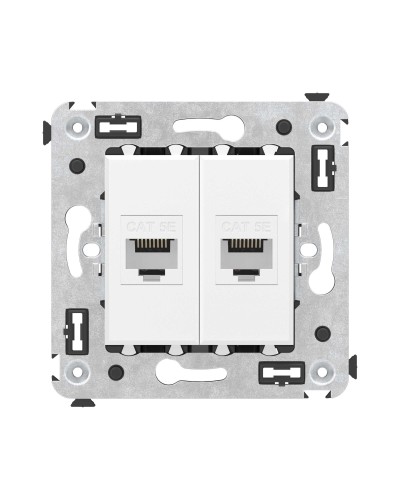 Розетка RJ-45 в стену, кат.5E, Avanti, двойная, белое облако (4400664). Розетка компьютерная. ДКС в Новомосковске