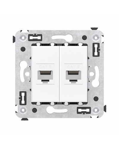Розетка RJ-45 в стену, кат.6E, Avanti, двойная, белое облако (4400694). Розетка компьютерная. ДКС в Новомосковске