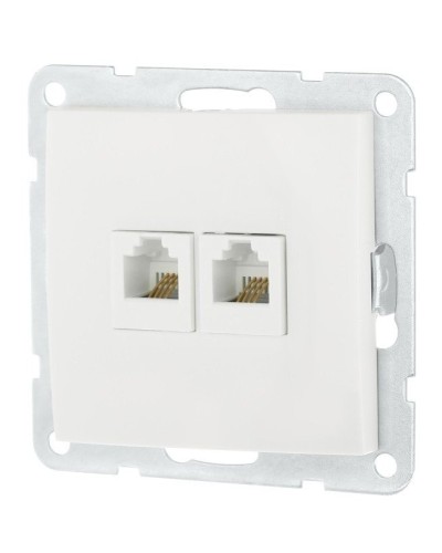 Розетка телефонная двойная 2xRJ-12 с накладкой, белый LK60 (865604-1). Розетка телефонная. Экопласт в Новомосковске
