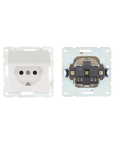 Розетка с з/к, шторками и крышкой, белый LK80 (843404-1). Розетка. Экопласт в Новомосковске
