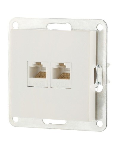 Розетка 2xRJ-45 кат.5е с накладкой, белый LK80 (846204-1). Розетка компьютерная двойная. Экопласт в Новомосковске