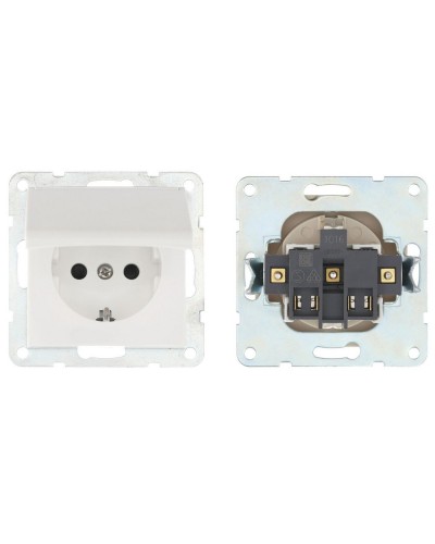 Розетка с з/к, шторками и крышкой, белый LK60 (863404-1). Розетка. Экопласт в Новомосковске