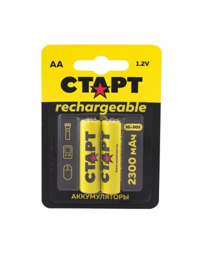 СТАРТ HR6 (AA, 2300 mah), упак. 2 шт. БЛИСТЕР. Перезаряжаемые аккумуляторы. СТАРТ в Новомосковске