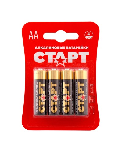 СТАРТ LR6-BL4 (1,5 В, AA, LR6), упак. 4 шт. БЛИСТЕР. Алкалиновые батарейки. СТАРТ в Новомосковске